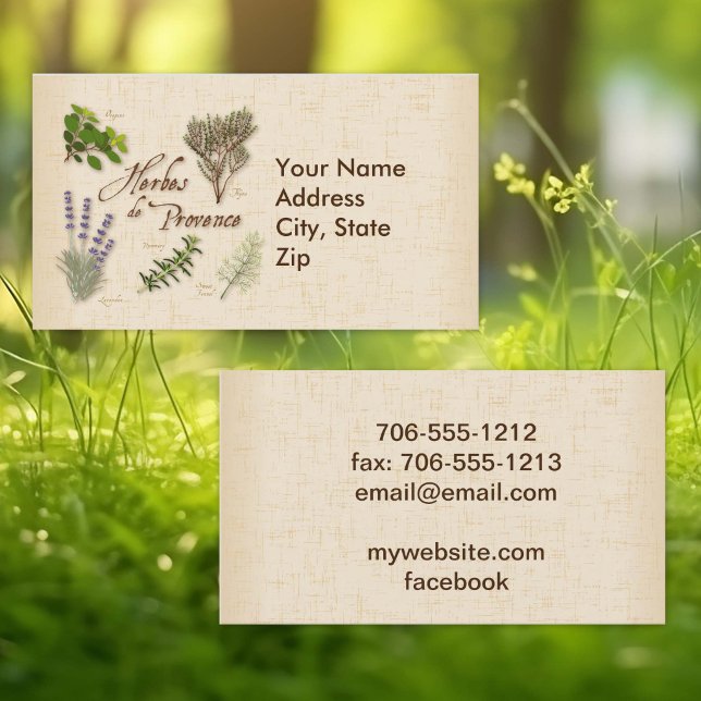 Cartão de Visita Herbes de Provence (Herbes de Provence Business Card. Personalize with your custom text. )