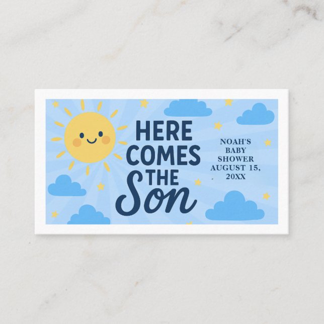 Cartão De Visita Here Comes the Son Baby Shower - Sunshine  (Frente)