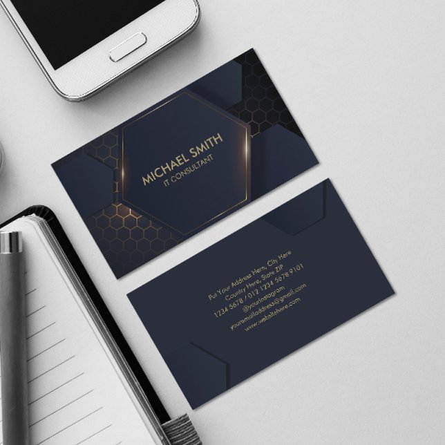 Cartão de visita hexagonal de alta tecnologia mode (Criador carregado)