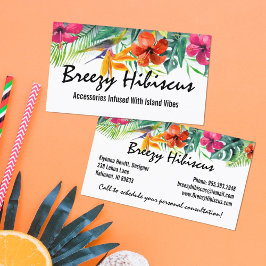 Cartão De Visita Hibiscus Flower Tropical Paraíso Havaiano Floral