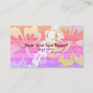 Cartão De Visita Hibiscus Gecko Wooden Deck