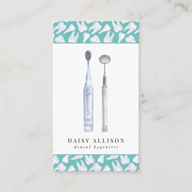 Cartão De Visita Higienista Dentista Dental de Água-Cor (Frente)