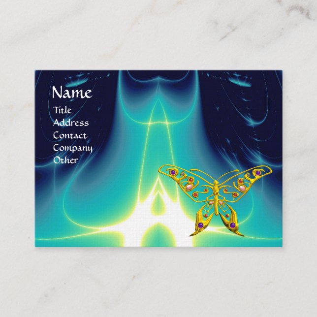 Cartão De Visita HIPER BUTTERFLY / ONDAS LUMINOSAS, Azul Aqua, Turq (Frente)