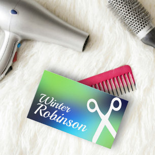 Cartão De Visita Hirstylis holográfico azul-turquesa moderno