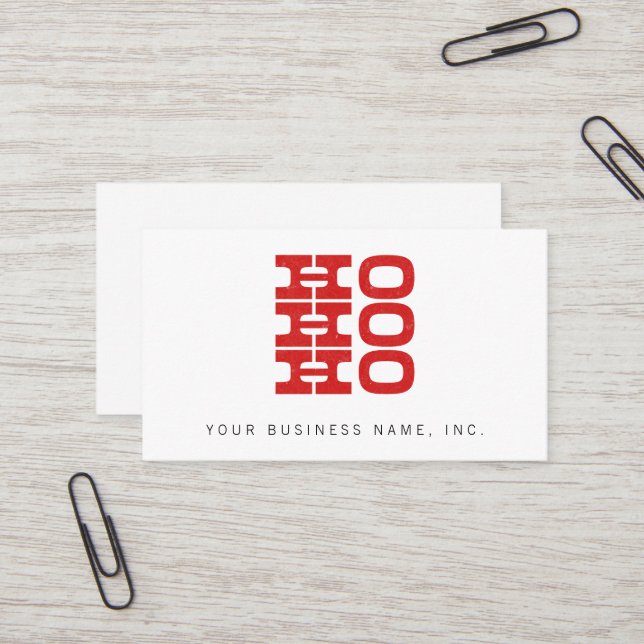 Cartão De Visita Ho Ho Ho (estilo letterpress) (Frente/Verso In Situ)