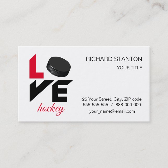 Cartão De Visita Hockey com amor (Frente)