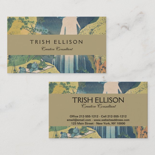 Cartão De Visita Hokusai Amida cai na cachoeira do Japão (Frente/Verso)