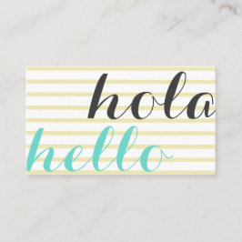 Cartão De Visita Hola hello, intérprete traductor profesor idiomas