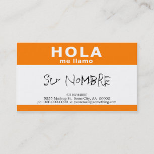 Cartão De Visita hola llamo (laranja)