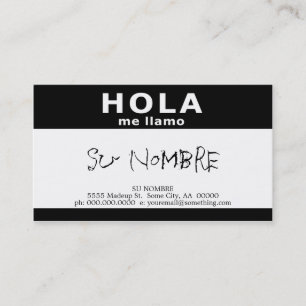 Cartão De Visita hola me llamo (preto)