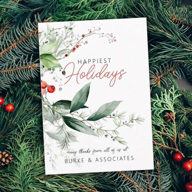 Cartão De Visita Holiday Business Greenery Personalized (Holiday Business Greenery Personalized Business Card)