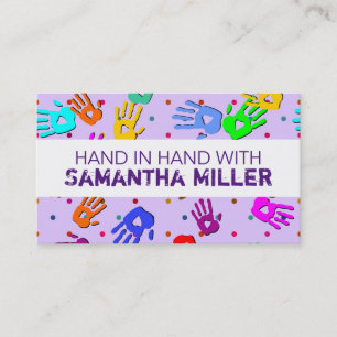 Cartão De Visita holiES - padrão colorido dos pontos de mãos 1