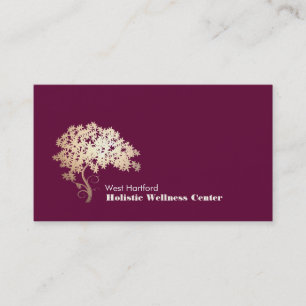 Cartão De Visita Holística da Árvore Zen Dourada e Saúde Alternativ