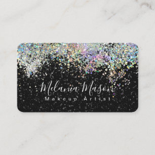 Cartão De Visita Holografia Elegante do Artista Maquieta Preto