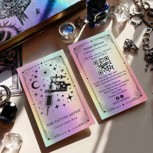 Cartão de visita holográfico de tarot celestial pa