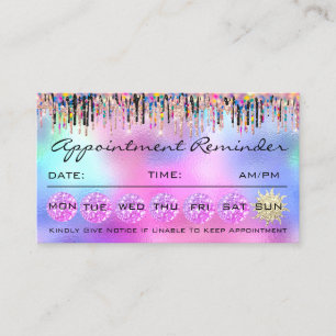 Cartão De Visita Holográfico do Lembrete do Compromisso de Lashes 