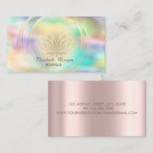 Cartão De Visita Holográfico Moderno, Dourado Rosa, Círculos de Lót