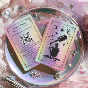 Cartão de visita holográfico retrô celestial tarot