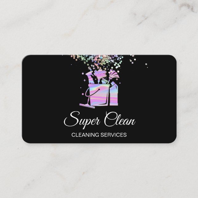 Cartão De Visita Hológrafo de Maid de Limpeza de Casa Profissional (Frente)
