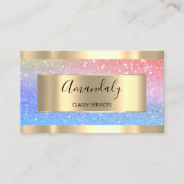 Cartão De Visita Hológrafo Dourado de Maqueamento Profissional Unic