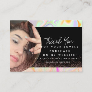 Cartão De Visita Holograma Boutique Beauty Business Obrigado