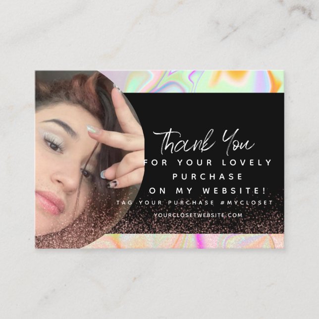 Cartão De Visita Holograma Boutique Beauty Business Obrigado (Frente)