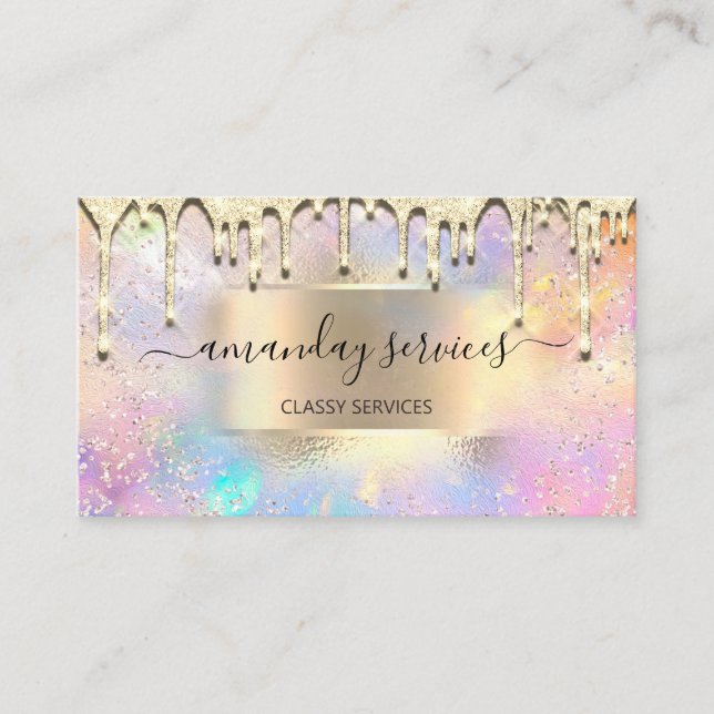 Cartão De Visita Holograph Makeup Boutique Compra Unidades Douradas (Frente)