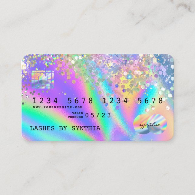 Cartão De Visita Holograph Modern Credit Card Style add logo (Frente)