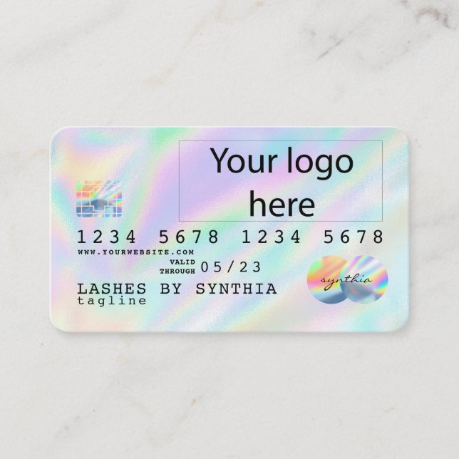 Cartão De Visita Holograph Unicorn Dripp Credit Card adicione seu l (Frente)