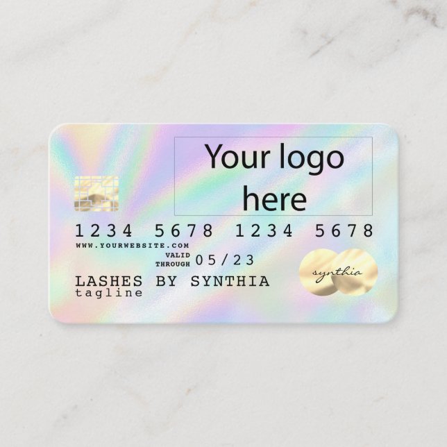 Cartão De Visita Holograph Unicorn Dripp Credit Card adicione seu l (Frente)