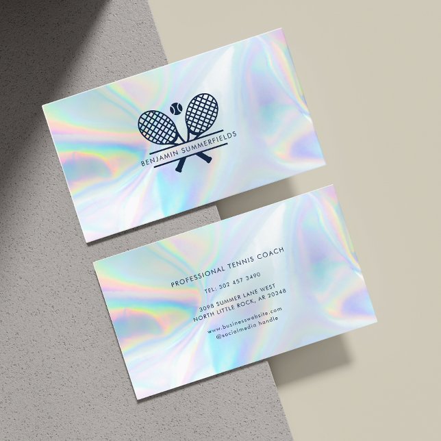 Cartão De Visita Holographic do treinador de Tênis pessoal (Personal Tennis Coach Holographic Business Card)