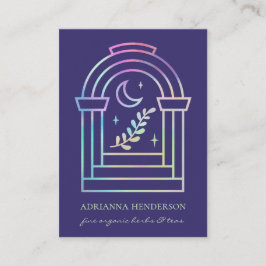 Cartão De Visita Holographic Moon & Herb Mystical Boho Port