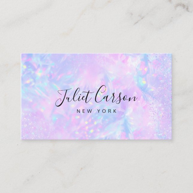 Cartão De Visita  Holographic Opal Pink Business Card (Frente)