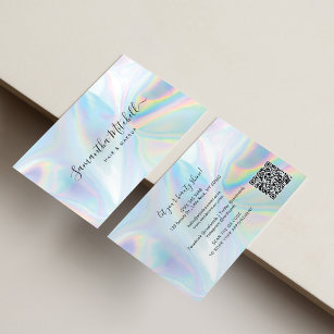 Cartão De Visita Holographic QR Code Beauticista Salon Handmade