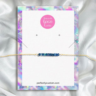 Cartão De Visita Holographic Rainbow Unicorn Necklace Earrings