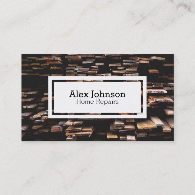 Cartão de visita Home de madeira do reparo da (Frente)