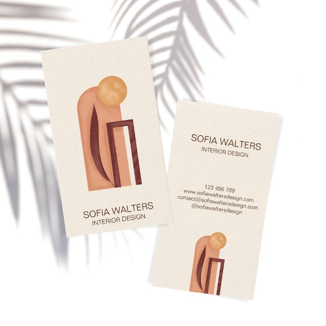 Cartão De Visita home designer de interiores encenando terreno abst (Criador carregado)
