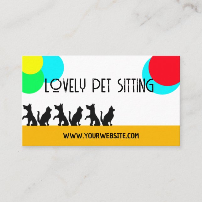 Cartão De Visita Home Pet Sentado Linda Felicidade De Gato E Planta (Frente)