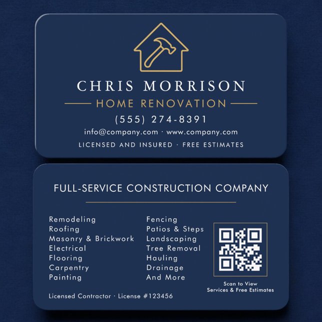 Cartão De Visita Home Renovation QR Code Professional (Criador carregado)