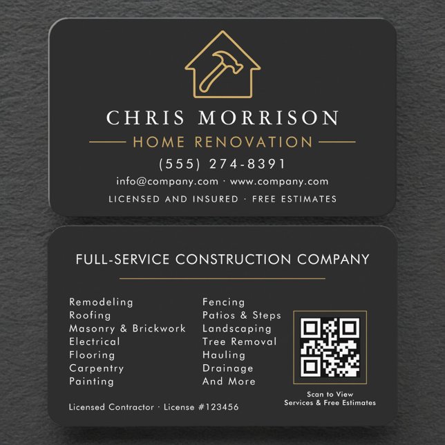 Cartão De Visita Home Renovation Repair QR Code Professional (Criador carregado)