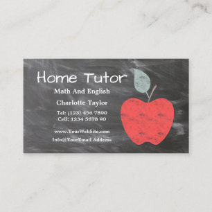 Cartão De Visita Home Tutor Professora Apple Esmagada Chalkboard V2