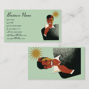 Cartão De Visita Homem Art Déco Vintage, Bebidas Frias no Verão