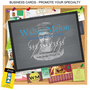 Cartão De Visita Homem dos óculos de galos de galhardetes retro pre