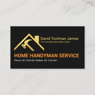 Cartão De Visita Homem-Maneiro de Construção de Telhado Dourado