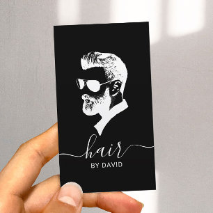 Cartão De Visita Homem na loja de barbearia de cabelos solares