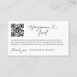 Cartão De Visita Honeymoon Gift Request Wedding Enclosure Scan Card