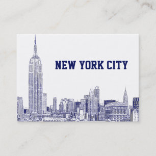 Cartão De Visita Horizonte de NYC Gravado 01 Azul