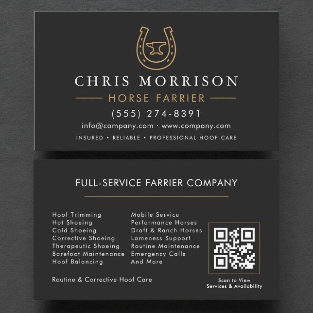 Cartão De Visita Horse Farrier Blacksmith QR Code (Criador carregado)