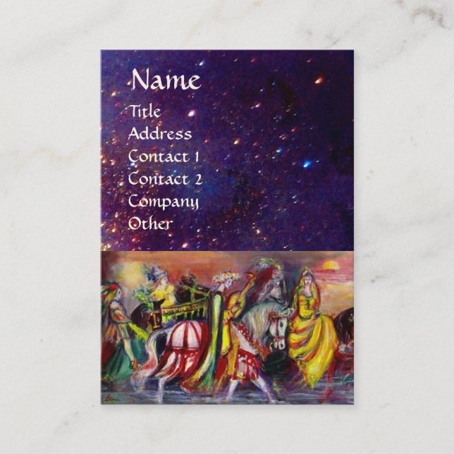 Cartão De Visita HORSE RIDERS, MÚSICA NA NOITE Fantasy Blue (Frente)