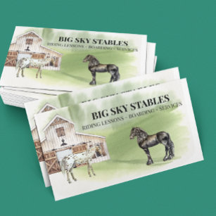 Cartão De Visita Horse Stables Riding Services Equestrian